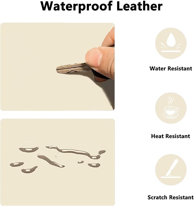PU Leather Desk Pad Protector Gaming Mouse Pad Non Slip Desk Mat for Keyboard and Mouse Waterproof Desk Writing Pad for Office and Home Desk Accessories(Beige, 23.6 * 11.8)
