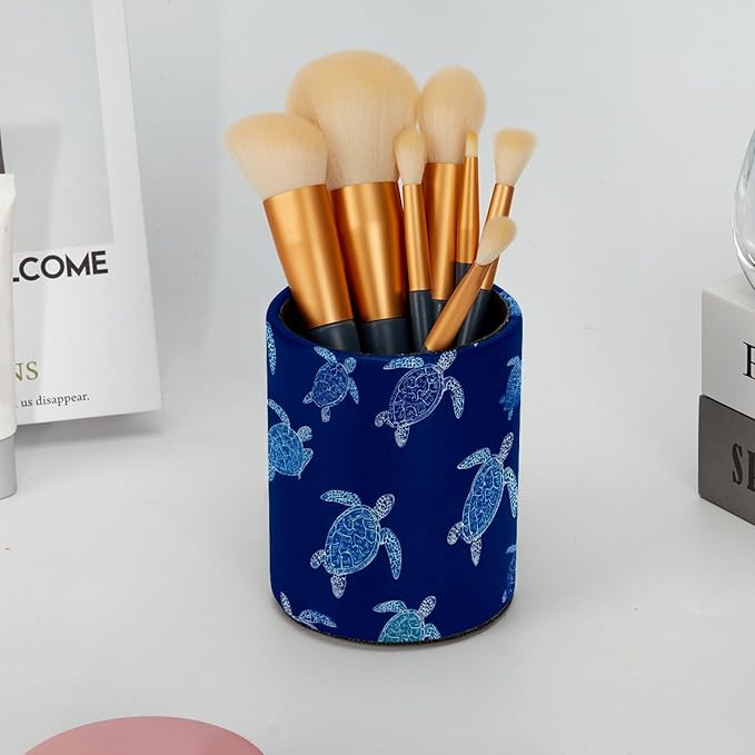 Leather Pen Holder for Desk Turtles Cartoon Pencil Cup Desktop Organizer Makeup Brush Holders Office Supplies for Home, Kids & School