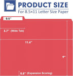 File Folder, PANDRI 120 Pack File Folder, 1/3 Cut Tab, Letter Size, Filing Folder for Office School Business, Red