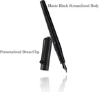 HUASHILAI Luxury Matte Black Forest Fountain Pen Set,Titanium Black Extra Fine and Medium Nibs,Includes 2 Ink Converters,10 Ink Cartridges,15ml ink，Premium Gift Case for Calligraphy (Fine Nib)