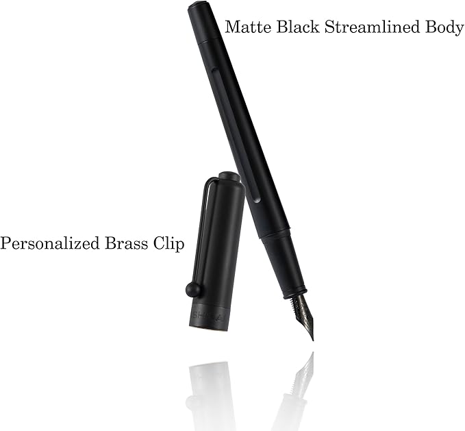 HUASHILAI Luxury Matte Black Forest Fountain Pen Set,Titanium Black Extra Fine and Medium Nibs,Includes 2 Ink Converters,10 Ink Cartridges,15ml ink，Premium Gift Case for Calligraphy (Fine Nib)