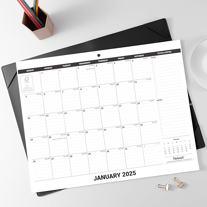 Nekmit Large Desk Calendar 2026 with Desk Protecting Pad, Runs From January 2026 - December 2026, Office Supplies 22 x 17 Desktop Calendar for Life Planning or Organizing