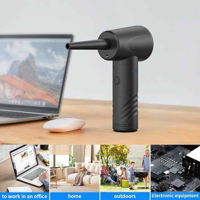 Cordless Air Duster, Rechargeable Electric Compressed Air Blower with 6000mAh Battery, Brushless Motor, Portable Dust Blower with Multiple Nozzles for Electronics, Keyboard, Computer, Outdoor Use