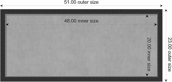 Amanti Art Black Framed Magnetic Board 23x51 Oversize Vision Board for use with Magnets, 100% Metal Sheet to Display Items as Office Decor or for Home Organization in mudroom, Kitchen or Kids Room