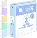 BinderX Extra Durable 3 Ring Binder, Round Ring 2 Inch Binders, Fits 450 Sheets of 8.5x11 Paper, Customizable View Cover with Inside Pockets, Cute 2" Binder, School Supplies for Girls, Blue