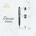 FANSTIK Customized BallPoint pen with name (MADE IN USA), stainless steel, black and silver, luxury engraved pen personalized for men and for women. (BallPoint Black-Silver)