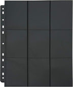 Vault X 9 Pocket Sideloading Pages for 3 Ring Binder, Double-Sided A4 Sideloaders, Storage for Collectible Card Games, Sports, TCG (Black, 50 Pack)