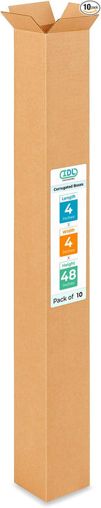 Tall Moving & Shipping Boxes 4x4x48 inches (10-Pack) - Extra Strength 200 lb vs Regular - Corrugated Packing Boxes for Moving - Carton Box for Moving - Moving Supplies Box by IDL Packaging