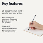 Amazon Basics Ballpoint Pens, 1.0mm, Black, 36 Pack