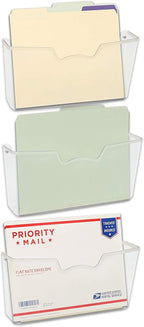 Simple Houseware Clear Single Pocket Wall Mount for Hanging File Holder, 3 Packs
