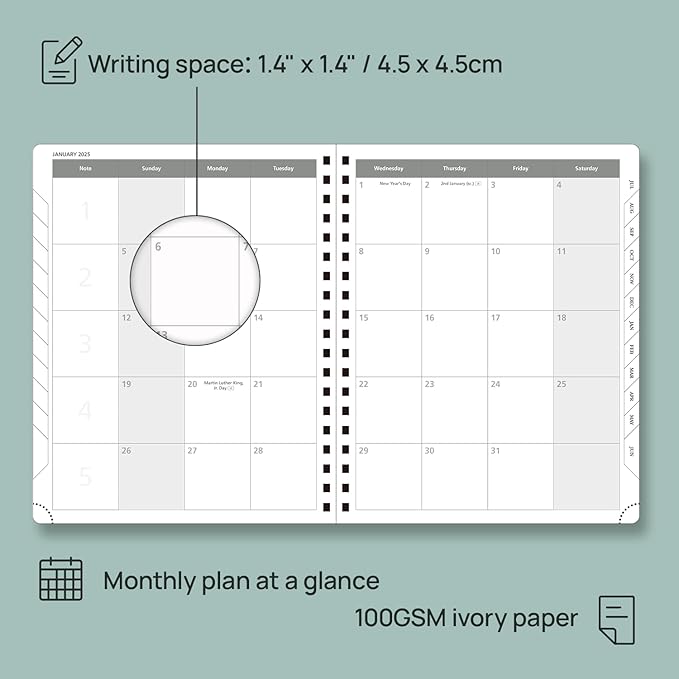 POPRUN Academic Planner 2025-2026 (July 2025-June 2026), Daily Weekly and Monthly Appointment Book (Wirebound Hard Cover - 10'' x 8'') with Hourly Time Slots, Tabs, 100 GSM - Orange