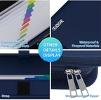 Fireproof & Waterproof Accordion File Organizer – Fireproof File Folder with Handle, 13-Pocket Expanding Paperwork Organizer for A4/Letter Documents, Travel File Storage (Blue)