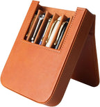 MIVLXLX Leather 6 Fountain Pen/Pencil Tray Case, Handmade, Magnetic Closure with Drawer Design, Gift Choice for Man/Woman/Office, 6 Slots（brown）
