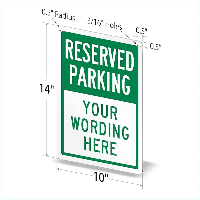 SmartSign 14 x 10 inch Custom “Reserved Parking” Metal Sign - Add Text, 40 mil Laminated Rustproof Aluminum, Green and White, Made in USA