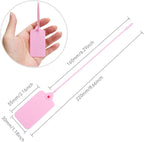 50 Pink Blank Plastic Tags for Labeling Waterproof Hanging Labels Writable Tags Seal Plastic Marking Label for Clothes Bags Keys Inventory with One Marker Pen