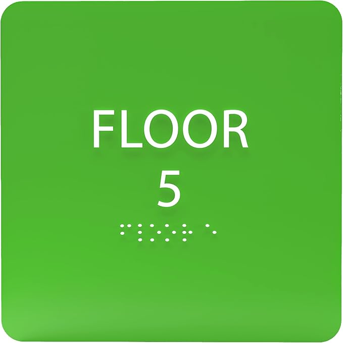 ADA CENTRAL SIGNS - 6" X6" Floor 5 Sign - ADA Compliant Tactile Graphics Grade 2 Braille Text Acrylic Wall Signs - Directional Assistance, Floor Number Safety Sign for Office, school Hospital, Apartment
