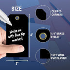 Tags 4 Less 15 Mil Waterproof Plastic Tags, Pack of 100 – 2” x 4” Heavy Duty Plastic Tags for Labeling, Outdoor Tagging, Equipment Labeling, Luggage, Valves & More (Black)