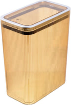 Glad Bathroom Trash Can, 2.6 Gallon (10L) - Slim Plastic Waste Basket with Pop-Up Lid and Bag Ring - Colored Clear Trash Can for Bedroom, Office, College Dorm - Brown