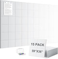 G Gamit Large Felt Wall Tiles Bulletin Board 59”x36”,Large Cork Board Alternative with 60 Pushpins, 15-Pack Felt Pin Board with 112 Safe Removable Adhesive Tabs for Home Office School (White)