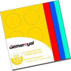 Gemsroyal 3 inch Colored Round Labels Printable, 3" Color Coding Labels for Printer,3 Colorful Custom Round Stickers,4 Colors Assorted(Red,Yellow,Blue,Green),180 Neon Circle Labels in Total