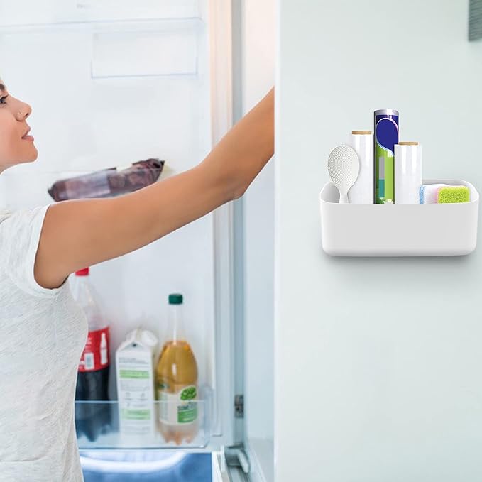 MoKo Magnetic Dry Erase Marker Holder, Widen Magnetic Marker Pen Storage for Whiteboard, Refrigerator, Locker, Laundry Storage Basket Lint Holder Bin for Dryer, Washing Machine, White