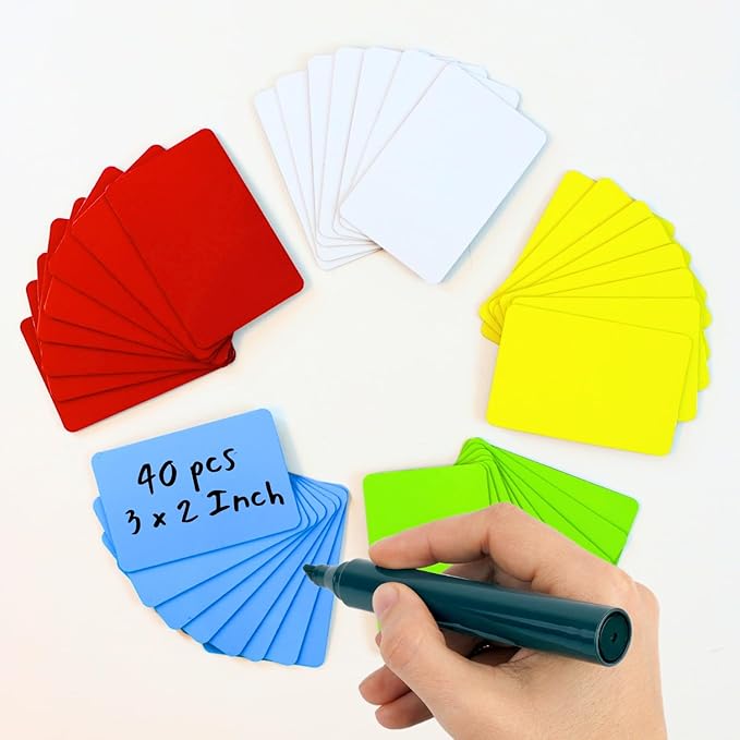 Availey 40 Pieces (3 x 2) - Full Colored Magnetic Dry Erase Labels - Reusable Strips for Classroom Home Office Garage Refrigerator Blank Writable Erasable Cards Name Tags Students Locker Shelf