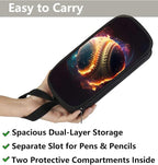 AnySmic Baseball Pencil Case for Boys and Girls, Large Pencil Pouch for Kids, Big Capacity Pen Case Pen Bag Organizer for School Student, Polyester, Double Zipper with 2 Compartments