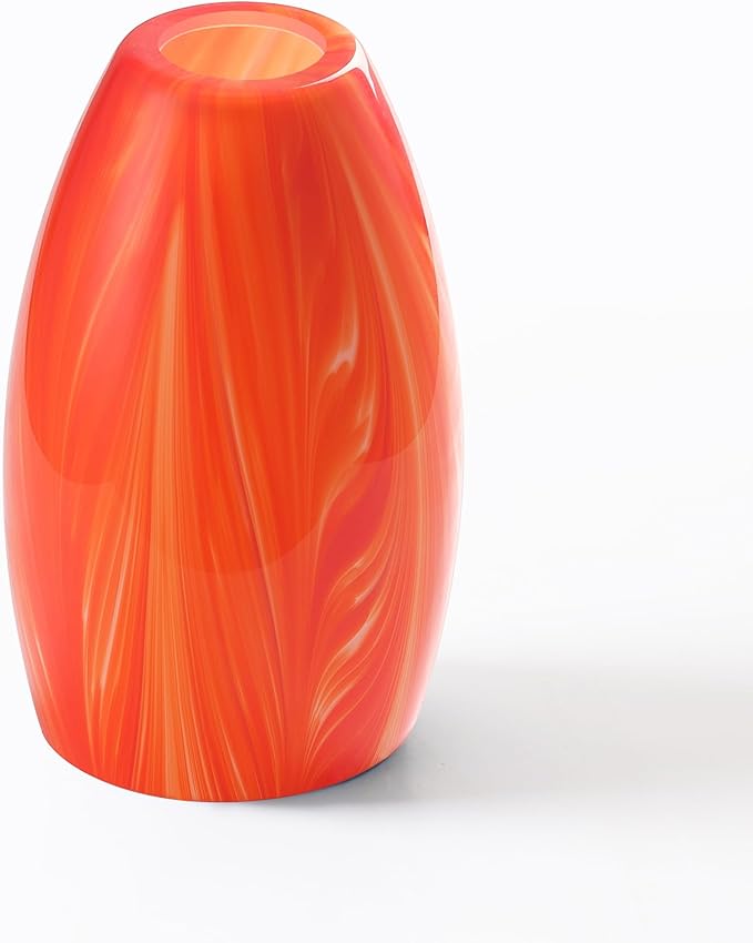 Fixture Replacement Globe Shade,Lampshade for E26 Base 1-5/8 Inch Fitter, Color Art Glass Oval Lampshade Cover for Pendant Kitchen Wall Sconce Chandelier Vanity Light (1, Orange)