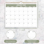 2026 Calendar- Wall Calendar 2026-2027 Runs from January 2026 to June 2027-18 Months Calendar with Thick Paper for Home or Office, 8.5 x 11 Inches, Green