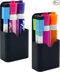 VieFantaisie 2 PCS Magnetic Pen Marker Holder, Magnetic Dry Erase Marker Holder, Magnet Pen Pencil Storage for Fridge, Whiteboard, School, Office, Home, Black