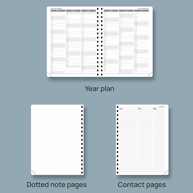 POPRUN 2026 Weekly and Monthly Planner Calendar, January 2026 - December 2026,Medium-6.75" x 8.75" Spiral Bound Appointment Book, Includes Monthly Tabs, Inner Pocket,Soft Cover - Midnight Green