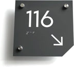 Bsign Office Door Numbers - Acrylic Room Signs - Gray Door Plates