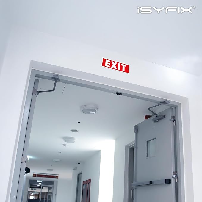 iSYFIX Exit Sign – 2 Pack 12x4 Inch – 40 mil Thick Polystyrene Plastic Sign, Laminated UV, Scratch & Fade Resistance, Waterproof, Indoor & Outdoor, Exit Signs for Exterior.