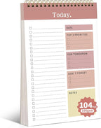 104 Pgs To Do List Notepad, 52 Undated Sheets Duplex-printed Daily Planner For Work Home School Office Desk Accessories Supplies & Goal Setting Tasks -Pink