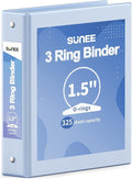 SUNEE 3 Ring Binder 1.5 Inch 1 Pack, Clear View Binder Three Ring PVC-Free (Fit 8.5x11 Inches) for School or Office Supplies, Haze Blue