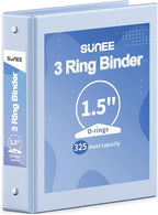 SUNEE 3 Ring Binder 1.5 Inch 1 Pack, Clear View Binder Three Ring PVC-Free (Fit 8.5x11 Inches) for School or Office Supplies, Haze Blue