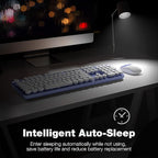 MOFII Wireless Keyboard and Mouse Combo, Computer Full Size 2.4G Plug and Play Wireless Typewriter Retro Round Keyboard and Mouse Set for Windows, Computer, Desktop, PC, Notebook - (Light Purple)