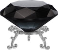 PATIKIL Diamond Crystal Paperweight, 100mm / 3.94" Crystal Paperweight Paper Weight with Silver 25 Metal Base for Home Office Desktop Table Decor Wedding Party Ornaments, Black