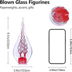 LCCCK 9" Tall Sculpture Hand Blown Glass Decor, Paperweight for Office Desk, Modern Glass Art Figurines Mediterranean Beach House Decor, Living Room Coffee Shelves Table Top Decoration (Swirl Red)