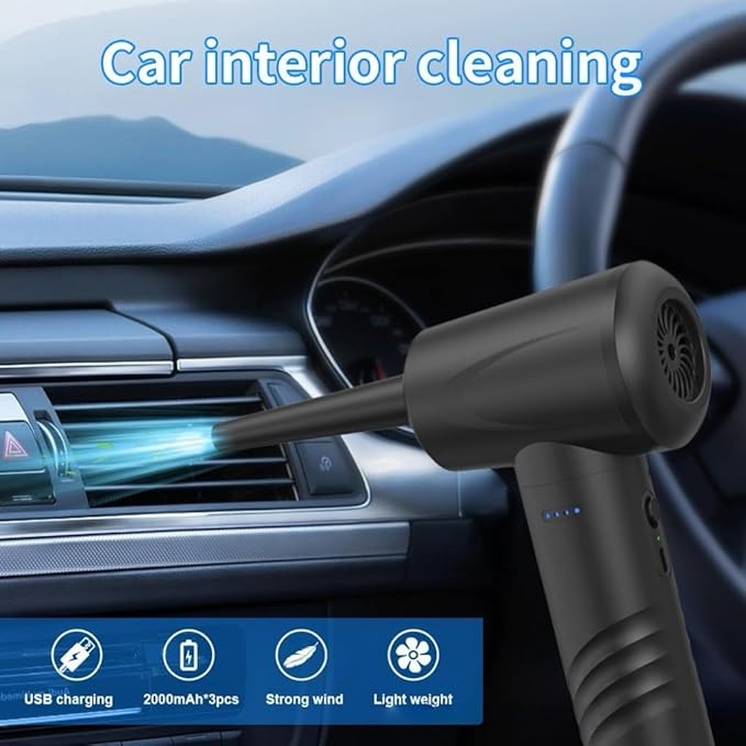 Cordless Air Duster, Rechargeable Electric Compressed Air Blower with 6000mAh Battery, Brushless Motor, Portable Dust Blower with Multiple Nozzles for Electronics, Keyboard, Computer, Outdoor Use