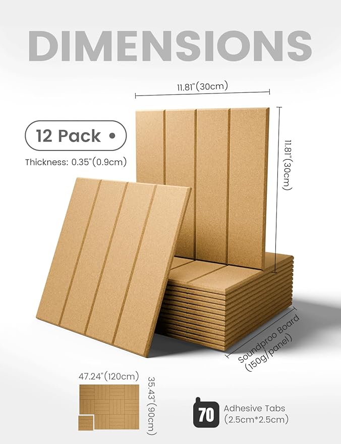 Large Felt Bulletin Board 48" x 36" Cork Board Alternative-12 Pack with 70 Safe Removable Adhesive Tabs, Cork Boards for Walls for Home Office Classroom Pin Board-Mustard Yellow