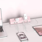 Jgstkcity Desk Clamp Power Strip,45W Fast Charging Station,4 USB-C,4 USB-A,1200J Surge Protector,ETL Listed,1875W Extension Cord,Multiple Outlets for Home, Office (Pink, 10 FT Cable)