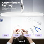Neatfi XL 2,200 Lumens LED Desk Lamp with Clamp, 24W Bright Architect Task Lamp, 20 Inches Dimmable Computer Light, Adjustable Desk Light for Home, Office, Crafts, Nails & Hobbies (Non-CCT, White)