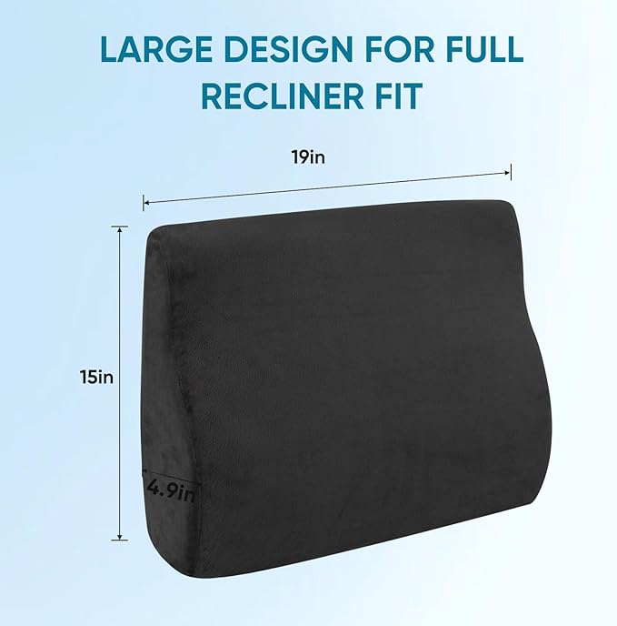 AHUAWA Lumbar Support Pillow for Recliner Chair and Couch, Memory Foam Back Cushion Ergonomic Large Back Support Pillow for Lower Back Pain Relief, with Soft Velvet