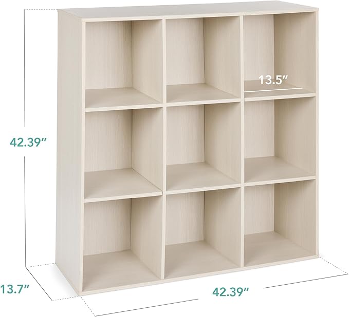 Best Choice Products 9-Cube Storage Organizer, 13.5in Shelf Opening, Bookcase, Display Shelf, Customizable w/ 3 Removable Back Panels – Whitewash