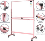 TSJ OFFICE Large Rolling Whiteboard - Dry Erase Magnetic 48 x 32 Inches White Board Height Adjust Double Sides Mobile Portable Easel on Wheels, Dry Erase Board with Stand for Office, Home & Classroom