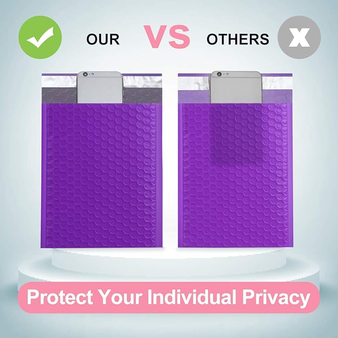 UCGOU Bubble Mailers 10.5x16 Inch Purple 25 Pack Poly Padded Envelopes Large #5 Mailing Packages Opaque Packaging Postal Self Seal Adhesive Waterproof Boutique Shipping Bags for Clothes