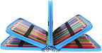 Vomgomfom Colored Pencil Case - 200 Slots Pencil Holder with Zipper Closure Twill Fabric Large Capacity Pencil Case for Watercolor Pens or Markers, Pencil Case Organizer for Artist (Blue Flower)