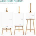 VISWIN Wooden Art Easel for Painting, Adjustable & Foldable Beech Wood Display Easel Stand for Canvas, Hold Canvas up to 43", 57''-76" H Floor Art Easel for Adults, Artists, Beginners - Natural