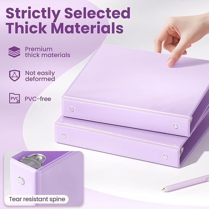 SUNEE 3 Ring Binder 1 Inch 1 Pack, Clear View Binder Three Ring PVC-Free (Fit 8.5x11 Inches) for School or Office Supplies, Purple